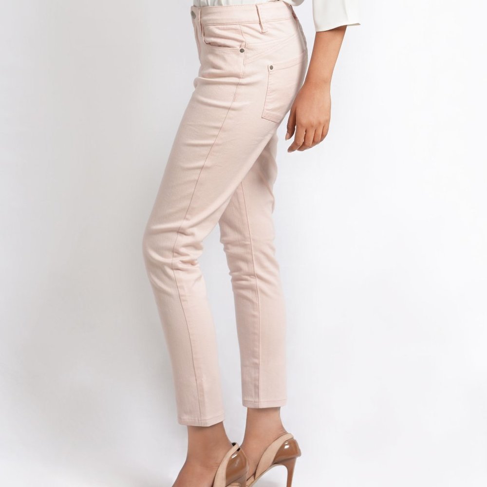 OLGYN Women’s Stretch Light Pink Denim Ankle Pant - Picture 3 of 5